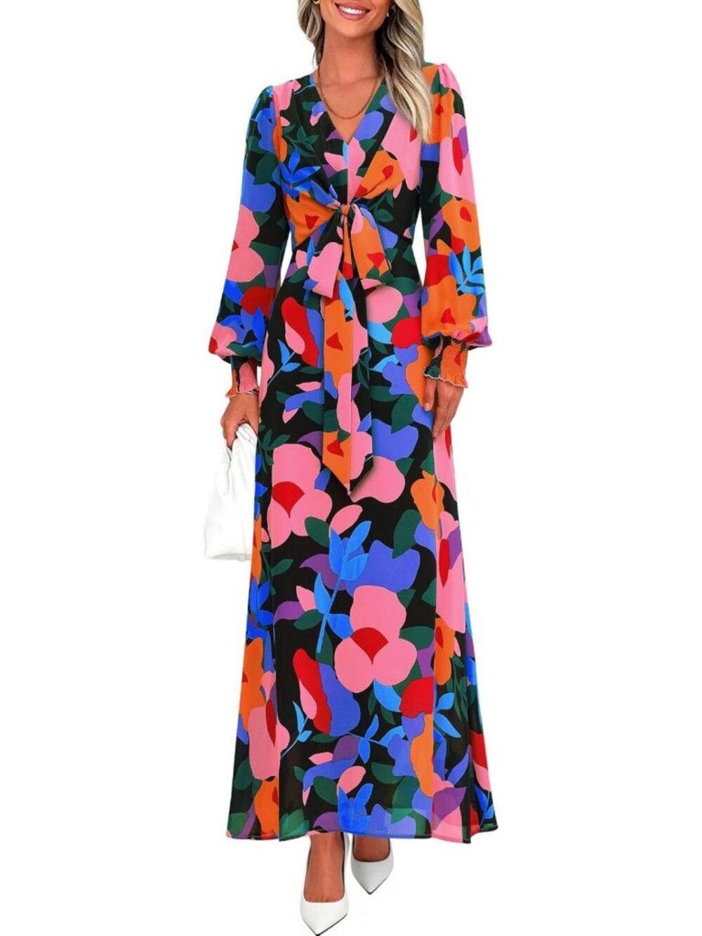 Floral Maxi Dress with Tie Waist | Boho Chic Summer Dress for Women